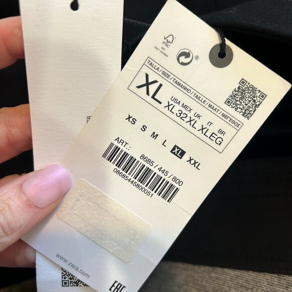 NWT ZARA Black Trousers Pants in Women's Size XL New with Tags High Rise - Picture 6 of 6